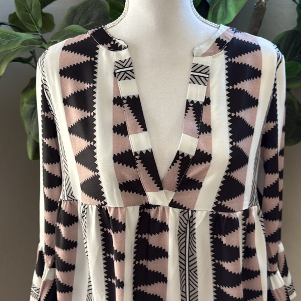 Mazik Black and White Long mid sleeve Dress - Picture 3 of 6